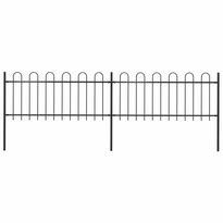 Puutarha-aita, kaarikärjillä, 3.4x0.8m, teräs, musta