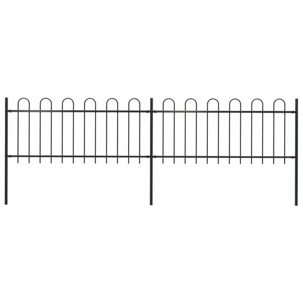 Puutarha-aita, kaarikärjillä, 3.4x0.8m, teräs, musta