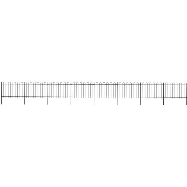 Puutarha-aita, kaarikärjillä, 13.6x1.2m, teräs, musta