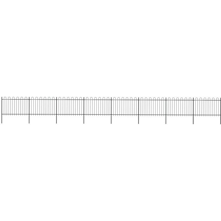 Puutarha-aita, kaarikärjillä, 13.6x1.2m, teräs, musta