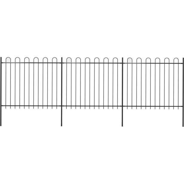 Puutarha-aita, kaarikärjillä, 5.1x1.5m, teräs, musta