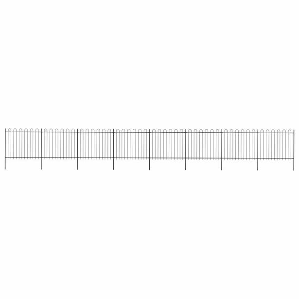 Puutarha-aita, kaarikärjillä, 13.6x1.5m, teräs, musta