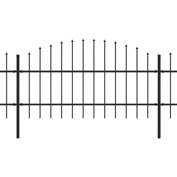 Puutarha-aita, keihäskärjillä, teräs, (0.75-1)x3.4m, musta
