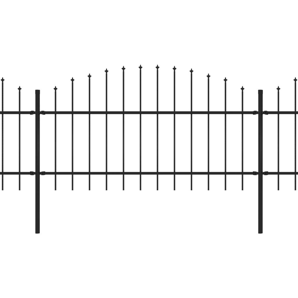 Puutarha-aita, keihäskärjillä, teräs, (1-1.25)x3.4m, musta