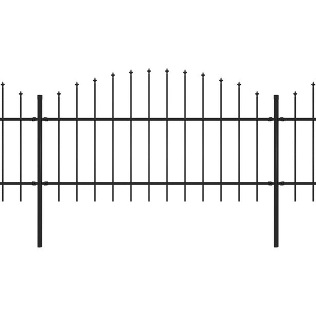 Puutarha-aita, keihäskärjillä, teräs, (1-1.25)x3.4m, musta