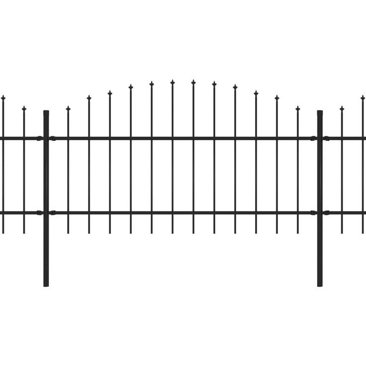 Puutarha-aita, keihäskärjillä, teräs, (1-1.25)x3.4m, musta