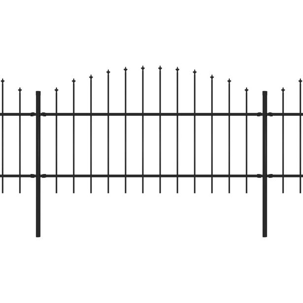 Puutarha-aita, keihäskärjillä, teräs, (1-1.25)x5.1m, musta