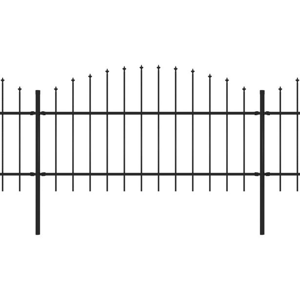 Puutarha-aita, keihäskärjillä, teräs, (1-1.25)x6.8m, musta