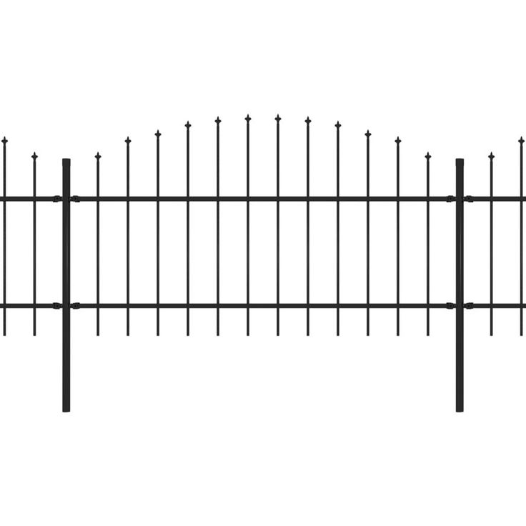 Puutarha-aita, keihäskärjillä, teräs, (1-1.25)x6.8m, musta