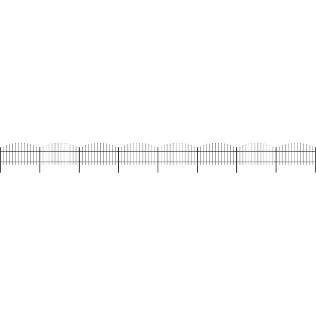 Puutarha-aita, keihäskärjillä, teräs, (1-1.25)x13.6m, musta