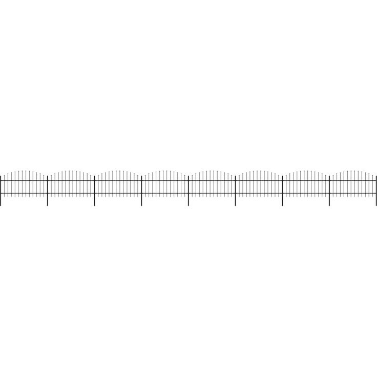 Puutarha-aita, keihäskärjillä, teräs, (1-1.25)x13.6m, musta