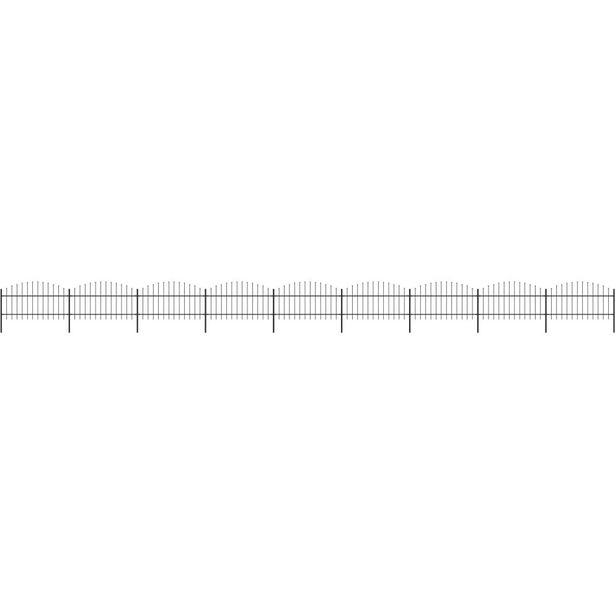 Puutarha-aita, keihäskärjillä, teräs, (1-1.25)x15.3m, musta