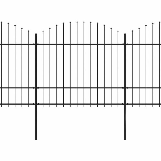 Puutarha-aita, keihäskärjillä, teräs, (1.5-1.75)x6.8m, musta