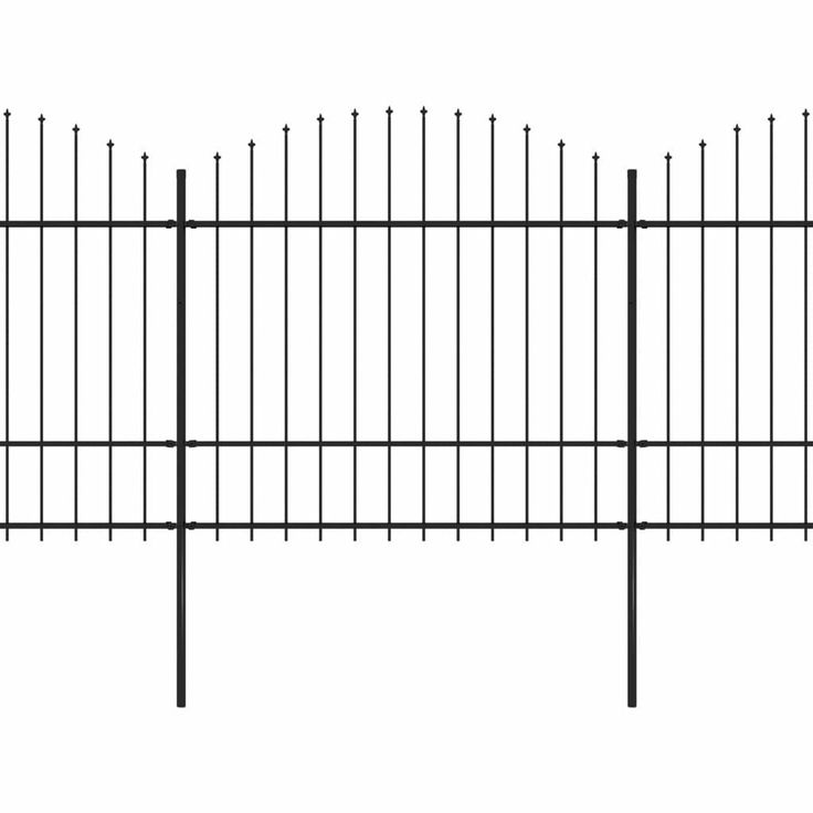 Puutarha-aita, keihäskärjillä, teräs, (1.5-1.75)x6.8m, musta