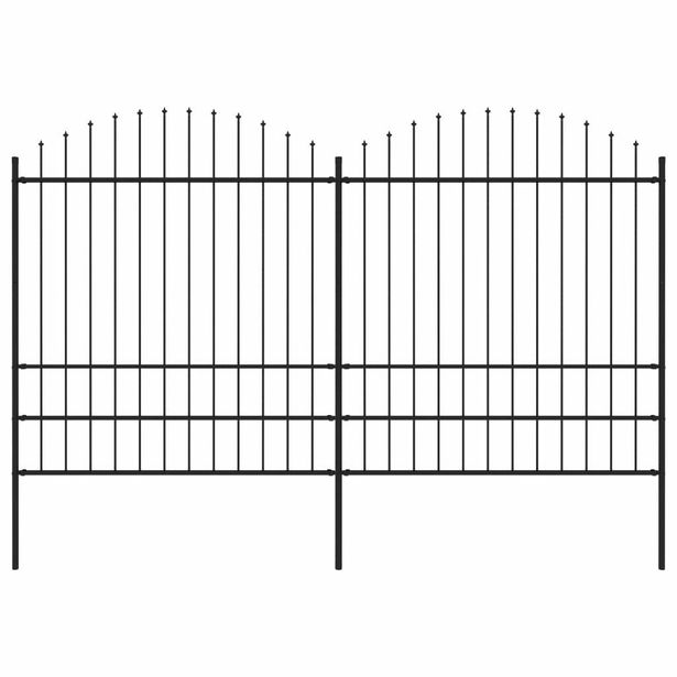 Puutarha-aita, keihäskärjillä, teräs, (1.75-2)x3.4m, musta