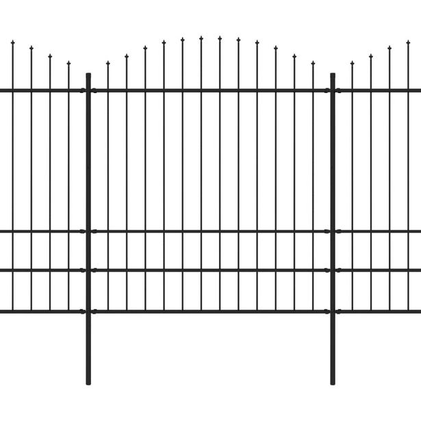 Puutarha-aita, keihäskärjillä, teräs, (1.75-2)x5.1m, musta