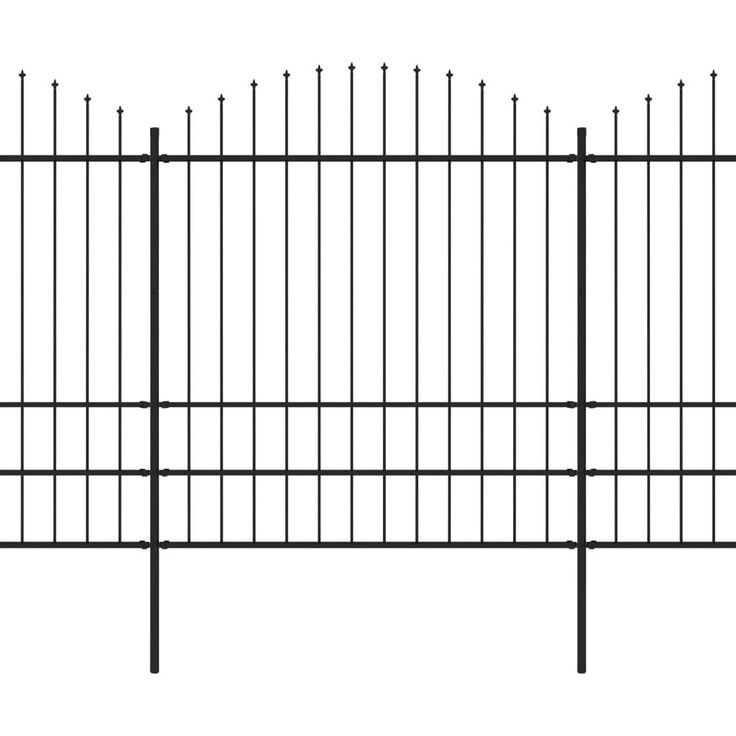 Puutarha-aita, keihäskärjillä, teräs, (1.75-2)x5.1m, musta