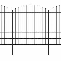 Puutarha-aita, keihäskärjillä, teräs, (1.75-2)x8.5m, musta