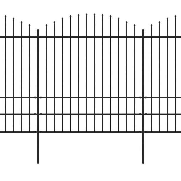 Puutarha-aita, keihäskärjillä, teräs, (1.75-2)x8.5m, musta