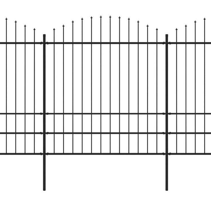Puutarha-aita, keihäskärjillä, teräs, (1.75-2)x8.5m, musta