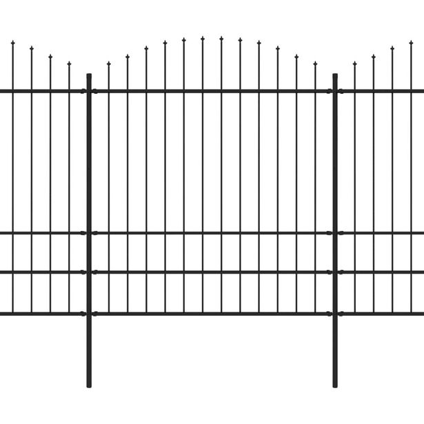 Puutarha-aita, keihäskärjillä, teräs, (1.75-2)x13.6m, musta