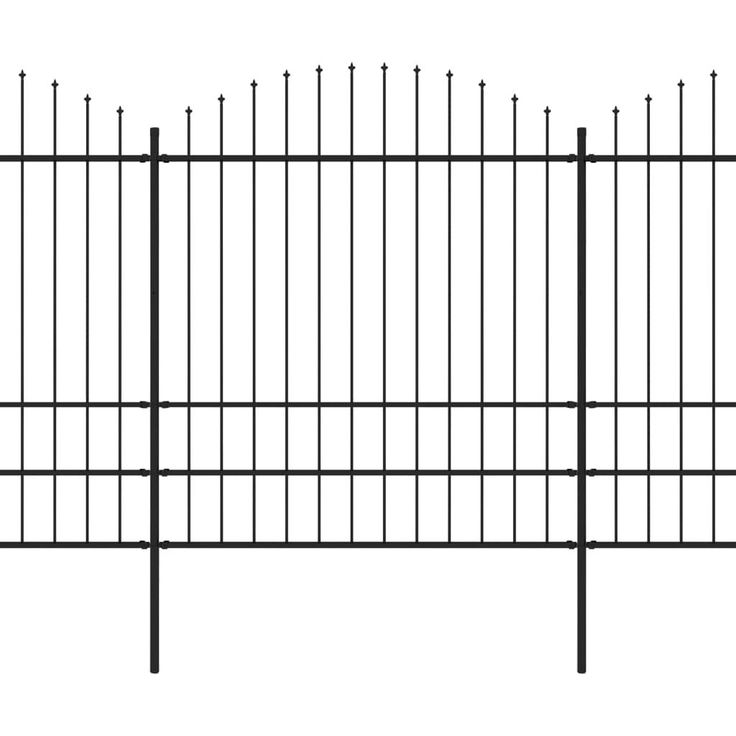 Puutarha-aita, keihäskärjillä, teräs, (1.75-2)x13.6m, musta