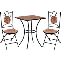 3-osainen mosaiikkibistrosarja, 89x60x60 cm, keraamiset laatat, terrakotta