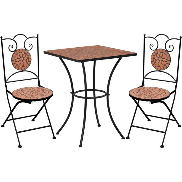 3-osainen mosaiikkibistrosarja, keraamiset laatat, terrakotta