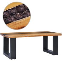 Sohvapöytä 100x50x40 cm täysi tiikki ja polyesterihartsi