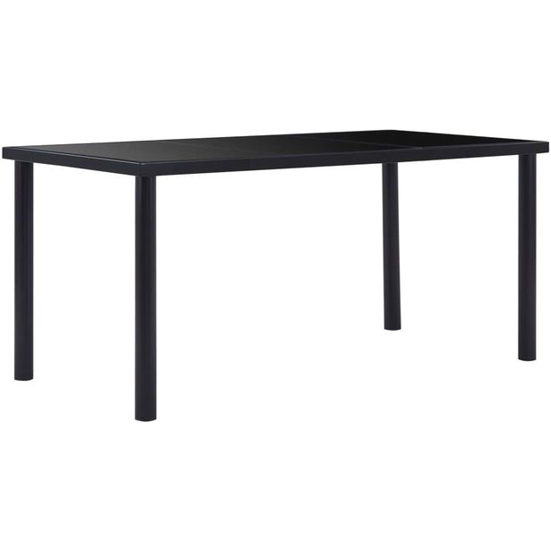 Ruokapöytä musta 160x80x75 cm karkaistu lasi_1