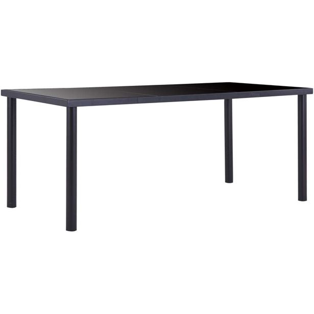 Ruokapöytä, musta, 180x90x75 cm, karkaistu lasi