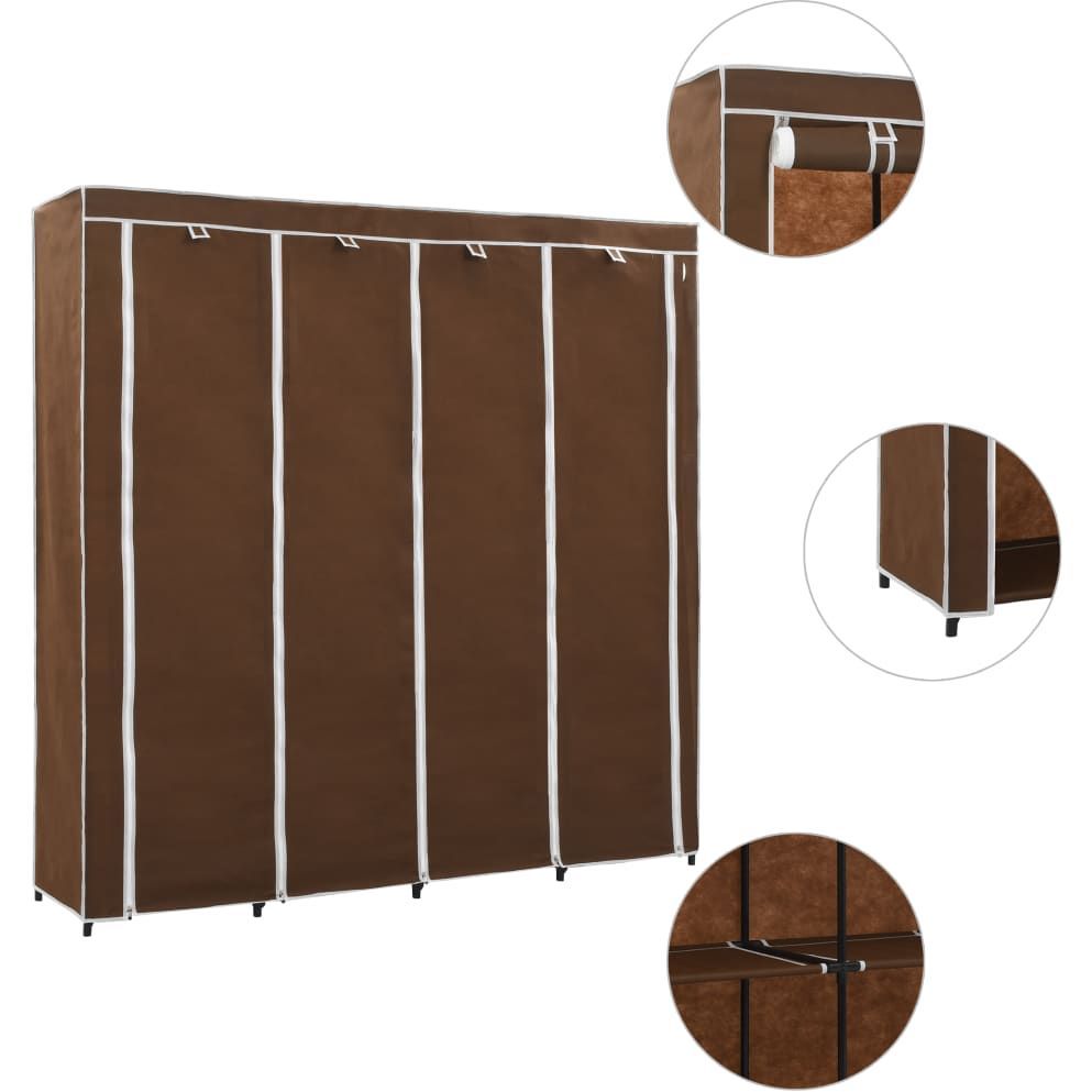 Vaatekaappi 4 lokerolla, ruskea, 175cm