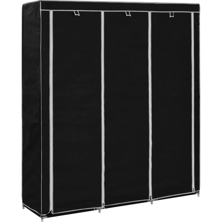 Vaatekaappi lokeroilla ja tangoilla kangas 150x45x175cm musta_1