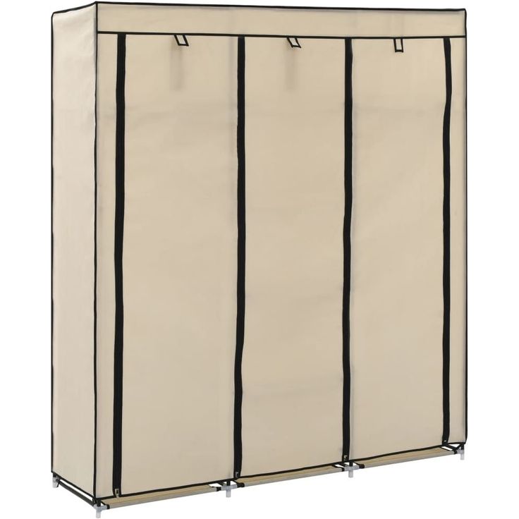 Vaatekaappi lokeroilla ja tangoilla kangas 150x45x175cm kerma_1