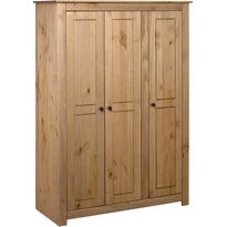 3-ovinen vaatekaappi, 118cm, mänty, panama-sarja