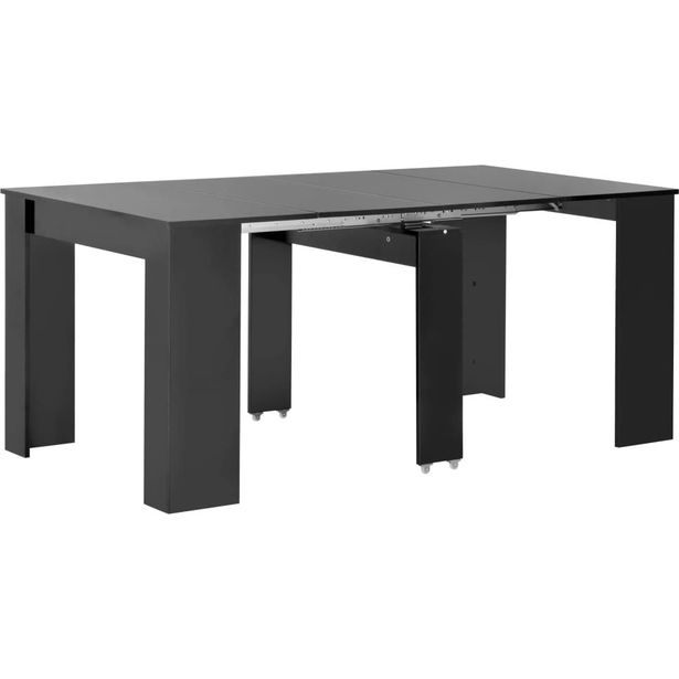 Jatkettava ruokapöytä korkeakiilto musta 175x90x75 cm_1
