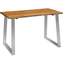 Lankkupöytä 120x65x75cm täysi akaasiapuu ja ruostumaton teräs