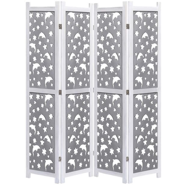 4-paneelinen tilanjakaja harmaa 140x165 cm täysi puu_1