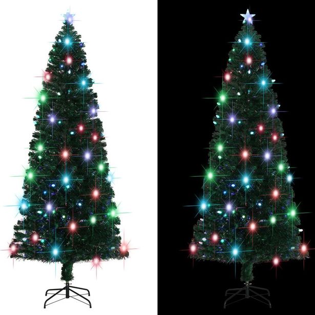 Tekojoulukuusi jalustalla, 5 eri väristä valoa, 240cm, 380 oksaa