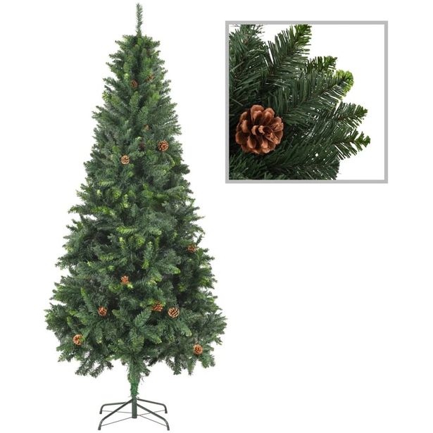 Tekojoulukuusi kävyillä, vihreä, 210cm 
