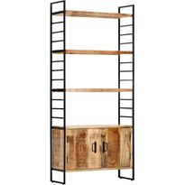 Kirjahylly 4 tasoa, 80x30x180 cm, karkea mangopuu