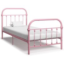 Sängynrunko pinkki metalli 100x200 cm