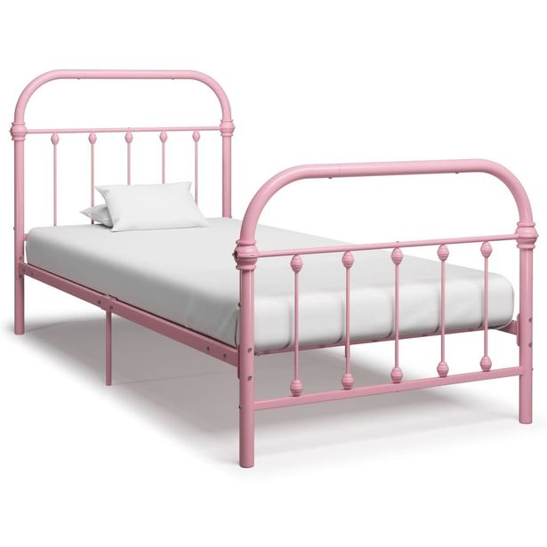 Sängynrunko pinkki metalli 100x200 cm_1