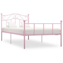 Sängynrunko pinkki metalli 100x200cm