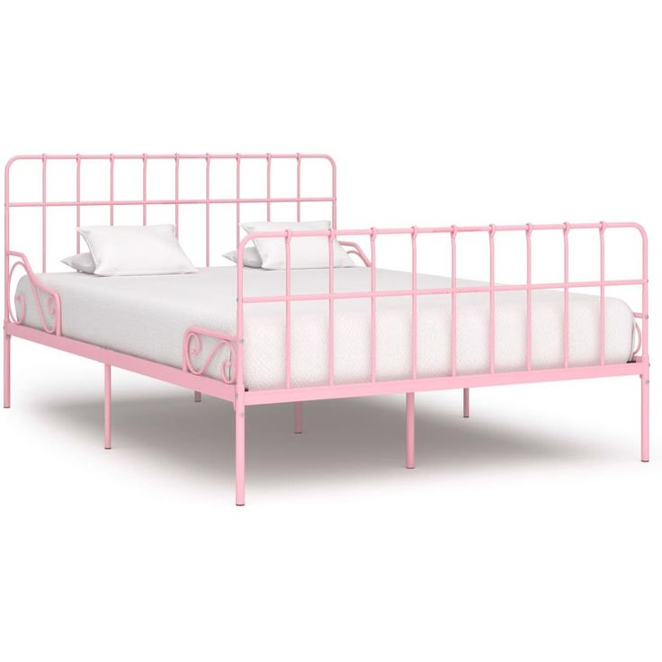 Sängynrunko sälepohjalla pinkki metalli 160x200 cm_1