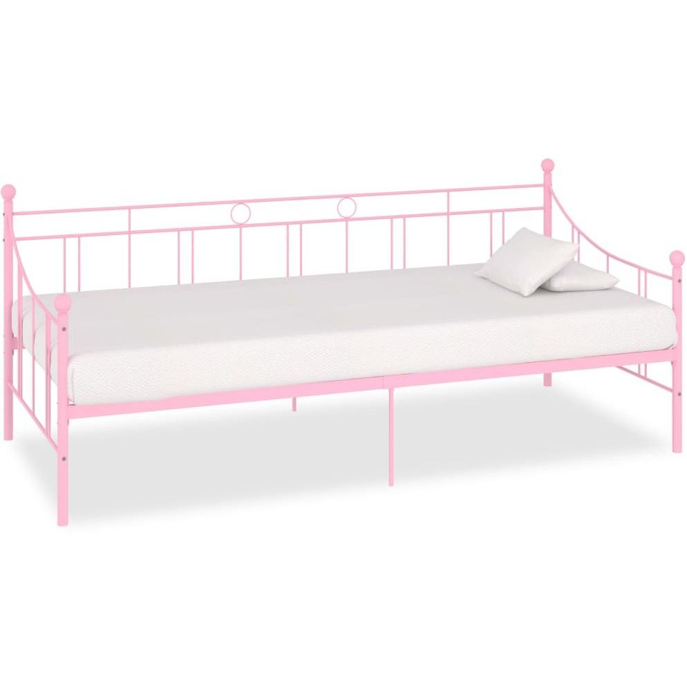 Sohvasänky pinkki metalli 90x200 cm