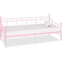 Sohvasänky pinkki metalli 90x200 cm
