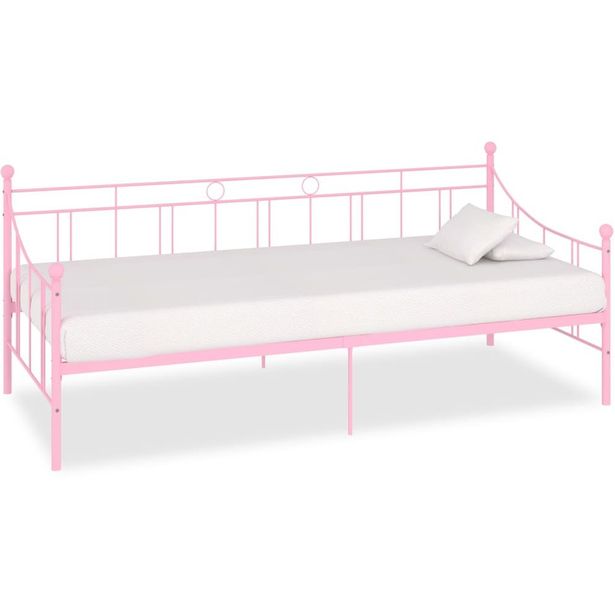 Päivävuoteenrunko pinkki metalli 90x200 cm_1