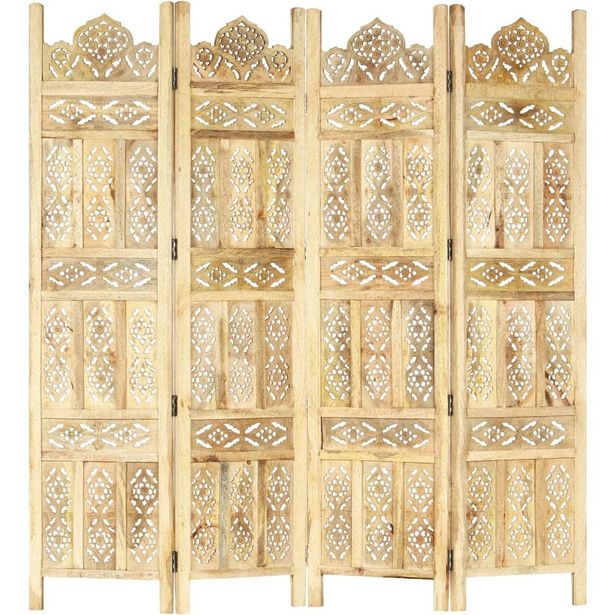 4-paneelinen tilanjakaja 160x165 cm täysi mangopuu_1