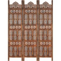 3-paneelinen tilanjakaja ruskea 120x165cm täysi mangopuu